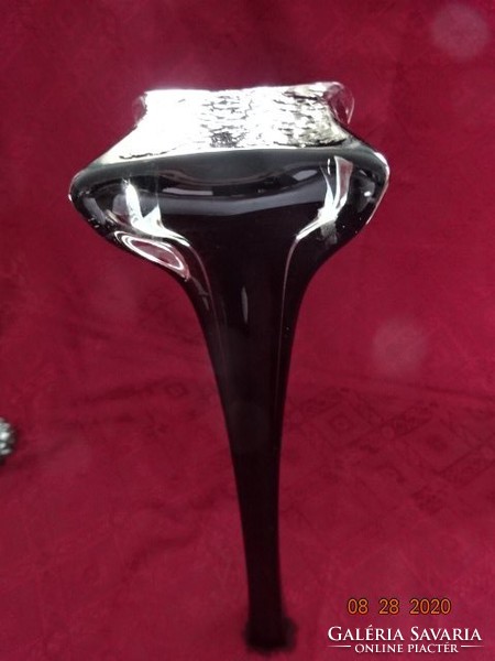 Fekete üveg váza,német  magassága 40 cm. Alapja négyzet , átmérője 10,5 cm. Vanneki! Jókai.