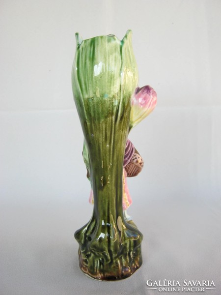 Figurative majolica vase