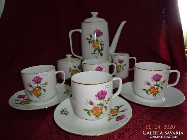 Csehszlovák porcelán, négy személyes teáskészlet. Rózsa mintás. Vanneki!