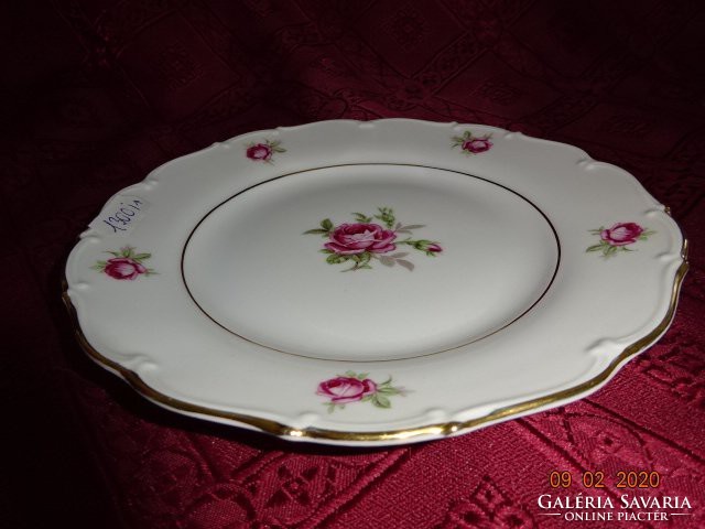 Csehszlovák porcelán süteményes tányér, rózsa mintával, átmérője 17,5 cm. Vanneki!