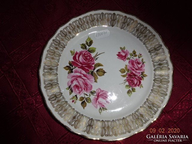 Német porcelán süteményes tányér, rózsa mintával. Átmérője 19 cm. Vanneki!