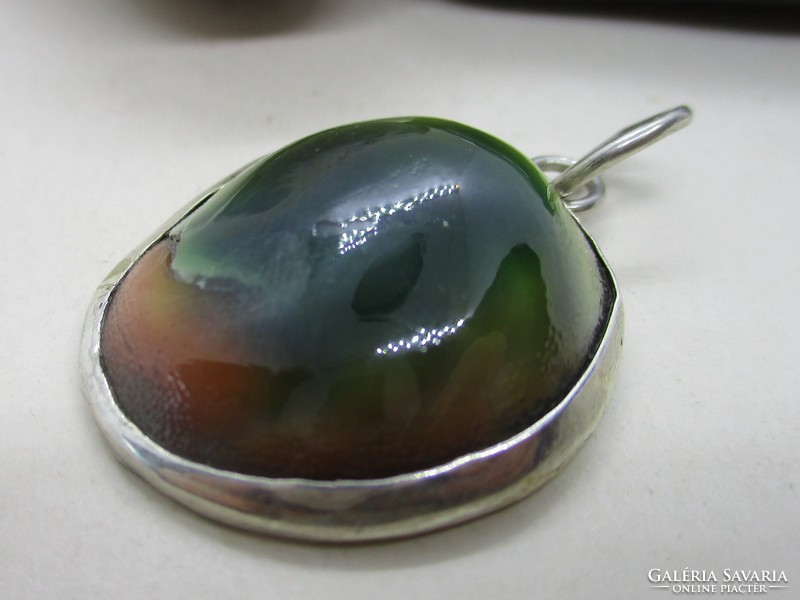 Very special colorful shell silver pendant