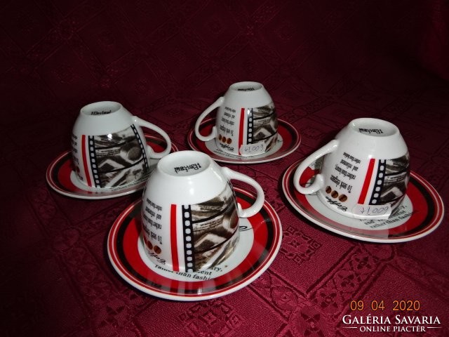 Italian porcelain coffee cup + coaster, perfect home product. Four pieces. He has!