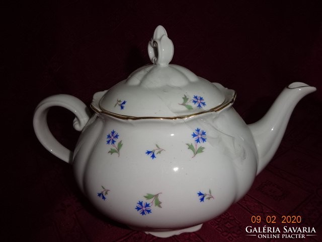 Csehszlovák porcelán, öt személyes teáskészlet, kék virágos. Vanneki!