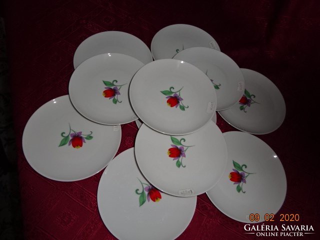 Winterling Bavaria német porcelán 11 személyes süteményes készlet, piros virágmintával. Vanneki!