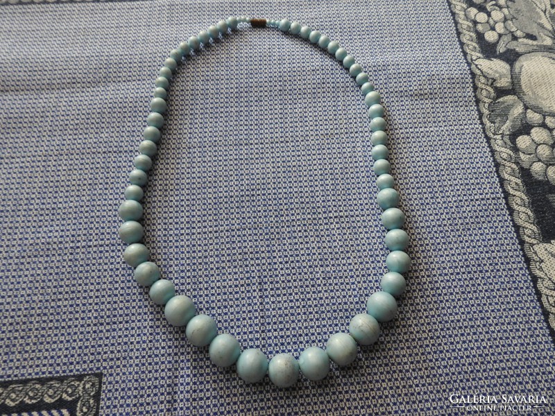 Pale blue - turquoise - old plastic string necklace