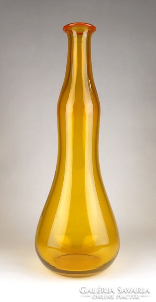 1B712 Art deco nagyméretű fújt üveg borostyán sárga váza 41.5 cm 1930-as évekből