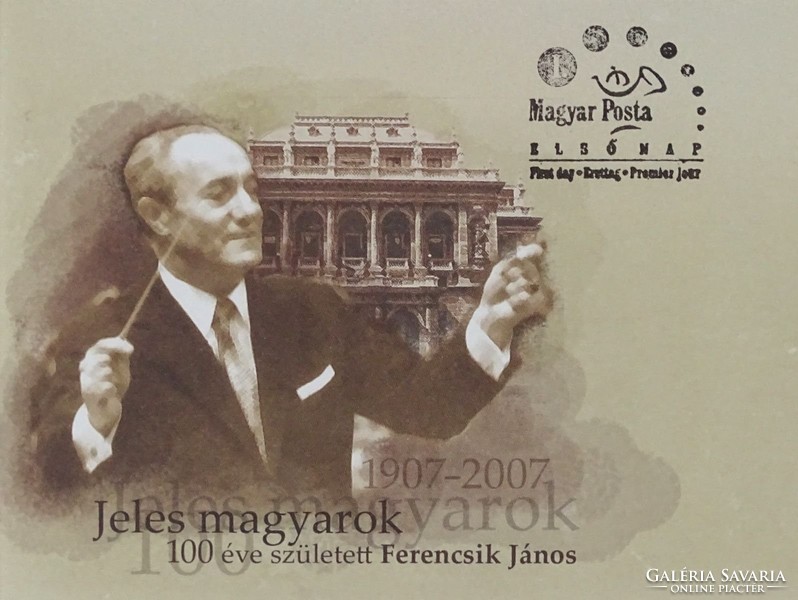 1B763 Keretezett napi bélyeg levélen Ferencsik János 1907-2007 keretezett kép