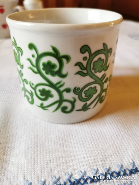 Zsolnay porcelán bögre ritka zöld mintás