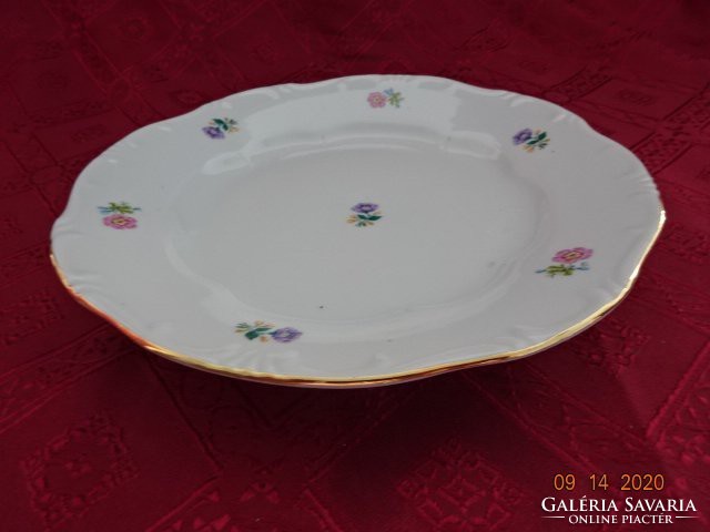 Zsolnay porcelain flat plate, gold border, flower pattern. He has!