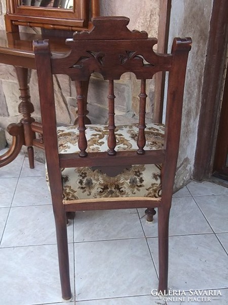 Antique-neo-renaissance - chair - renovated, stable, solid, sprung, with plush upholstery