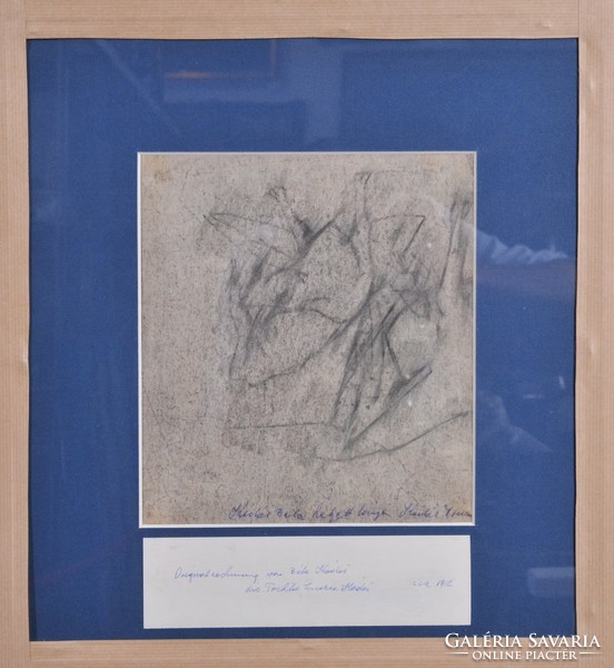 Attributed to Béla Kádár (1877-1956): baptism, charcoal drawing