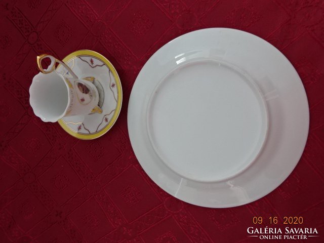 VI. Pál pápát ábrázoló reggeliző szett. Süteményes tányér átmérője 19 cm. Vanneki!