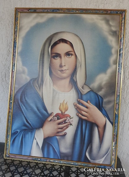 Large Virgin Mary print in a modern frame
