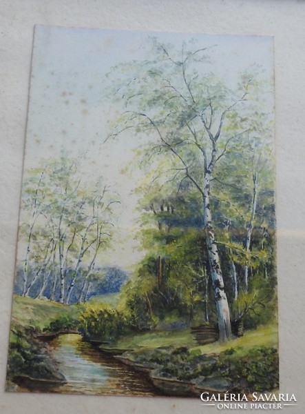 Antique landscape watercolor painting from 1961