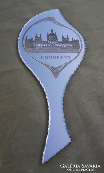 Retro Budapest souvenir mirror with engraved wind