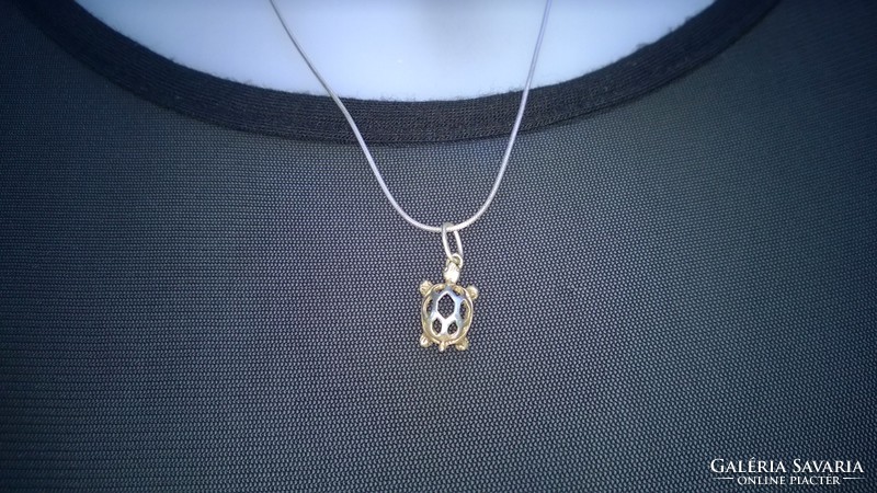 Silver pendant appendix turtle 925 mark.