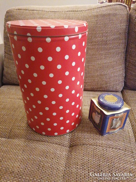 Extremely rare and large, 34 cm high, polka dot metal box. For collection or vintage decoration!