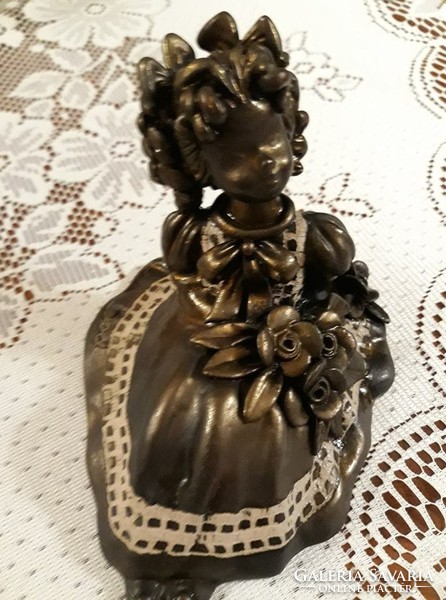 Award-winning ceramic work by Éva Bod, bronze-graphite glazed ceramics, little girl figure