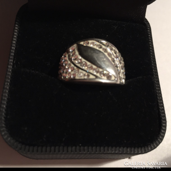 Swarovski Crystal stílusú köves  925-ös ezüst gyűrű