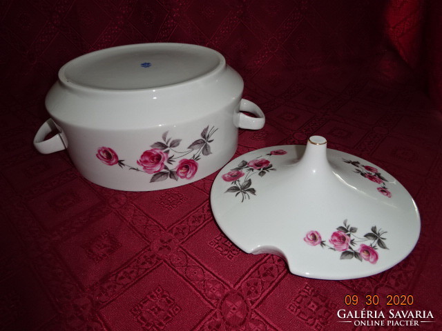 Lowland porcelain, rose patterned soup bowl, top diameter 20 cm. He has! Jókai.
