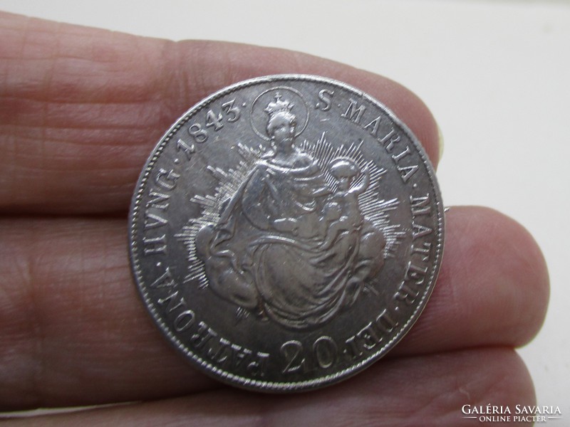 Csodás antik 1843-as ezüst 20 krajcárból bross