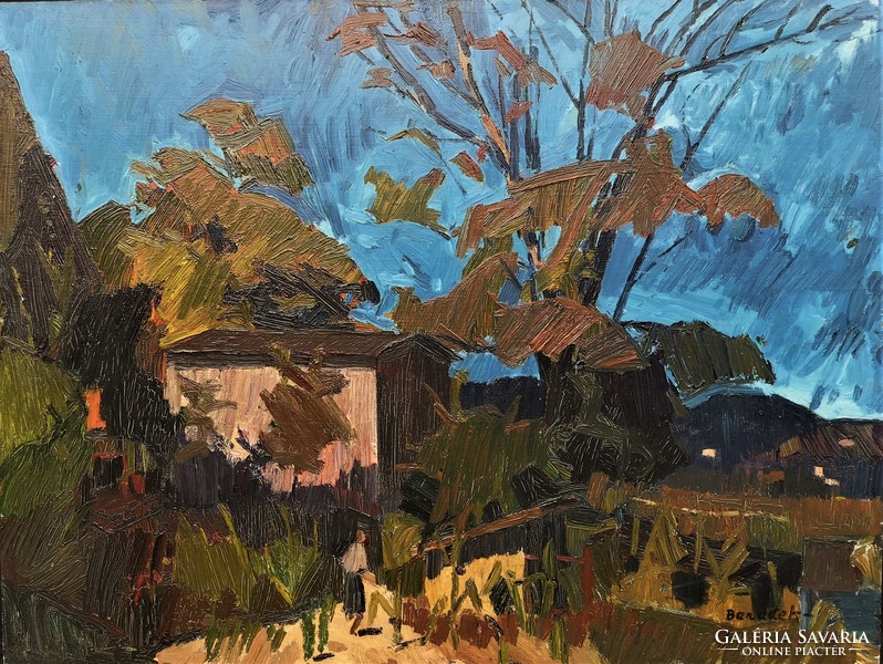 Jenő Benedek Id. (1906 - 1987) Balaton landscape gallery oil painting 88x68cm with original guarantee