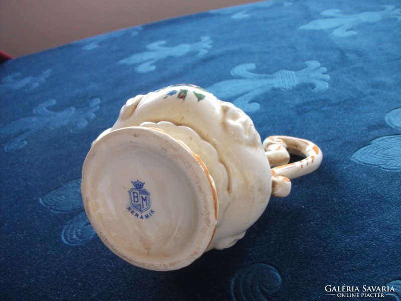 Hand-painted majolica vase decorative jug with bm ceramic mark