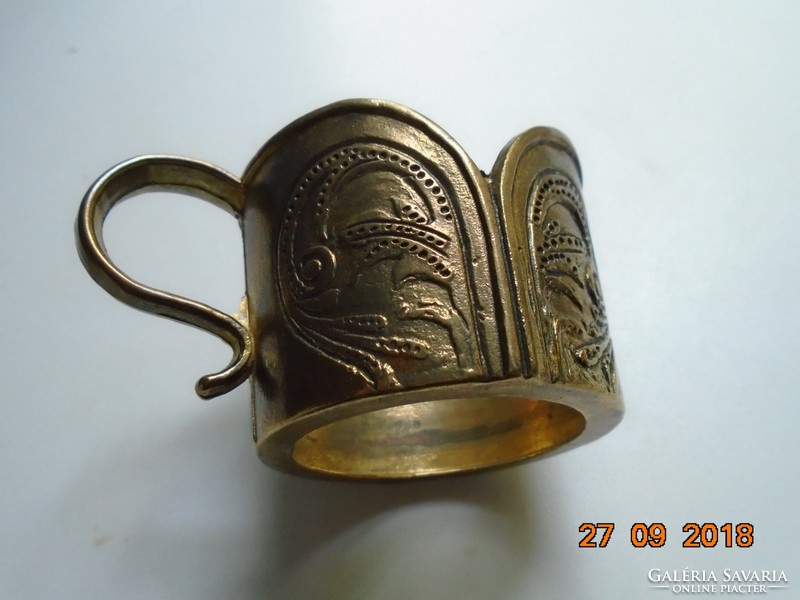 Art Nouveau flower motif with curved shapes, cast bronze cup holder