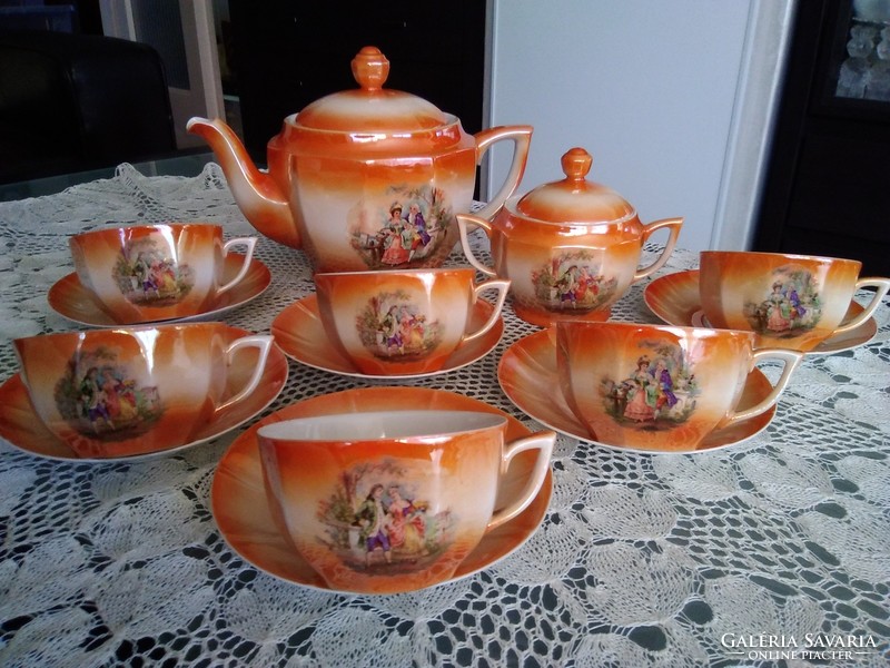 Scenic, chandelier glazed rare isg porcelain coffee set from pre-war times!