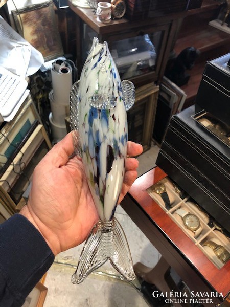 Muránói üveg hal szobor, hibátlan állapotban, 24-32 cm ig hoszú.5 db