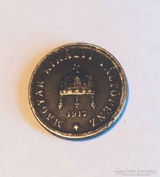 2 Fillér 1917 coin iv Charles the Hungarian royal change coin