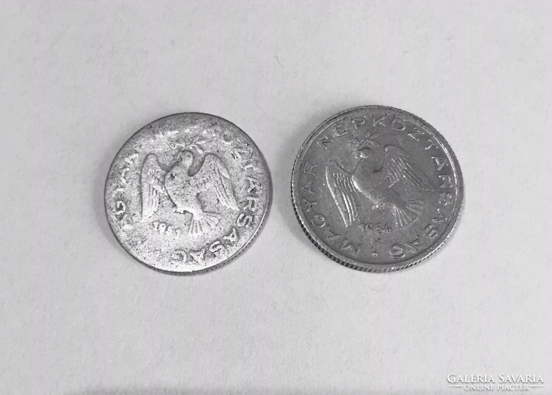 2 db 10 Fillér pénzérme pénz érme 1951 és 1974