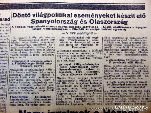 1923 november 30  /  A NÉP  /  Régi ÚJSÁGOK KÉPREGÉNYEK MAGAZINOK Ssz.:  15910