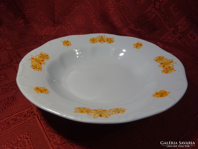 Zsolnay porcelain, deep plate with yellow flowers. He has!