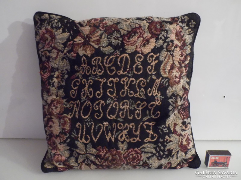 Pillow - alphabet - tapestry effect - pattern on two sides - 36 x 36 cm - nice condition