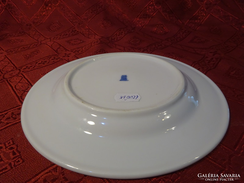 Zsolnay porcelán, kék csíkos süteményes tányér, átmérője 19 cm. Vanneki!