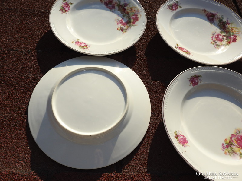 Antik virágmintás tányér készlet - 4 db nagy lapos tányér
