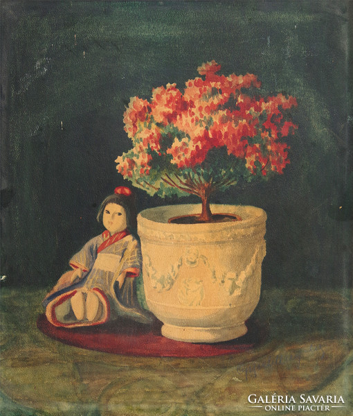 Oppel Magda (1884-?): Játékbaba kimonóban.
