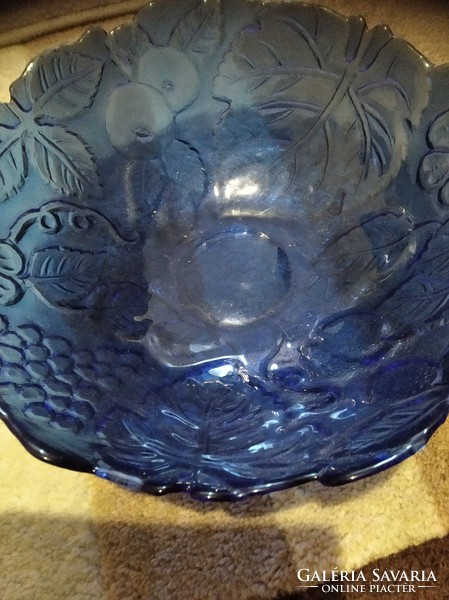 Kék hatalmas üveg tál  30 cm átm