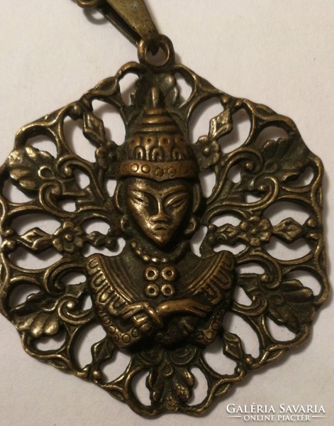 Buddha tömör bronz medál lánccal