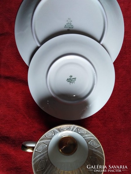 Seltmann Weiden M Bavaria reggeliző teás kávés  antik reggeliző szett, pompázóan  vastagon aranyozva