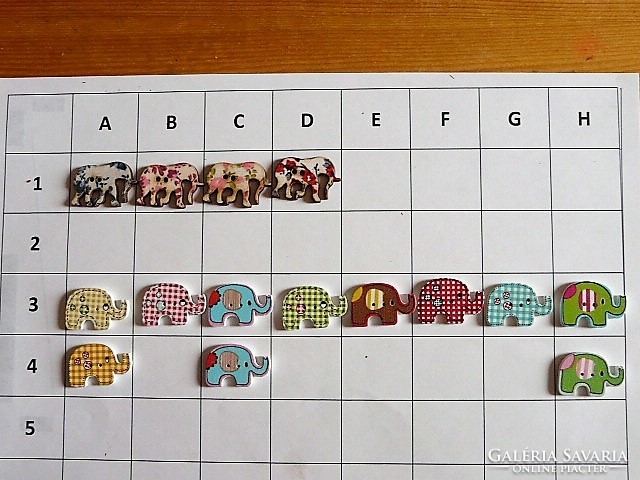 Elephant, elephant buttons, wooden buttons from the collection for clothes, bags, scrapbooking