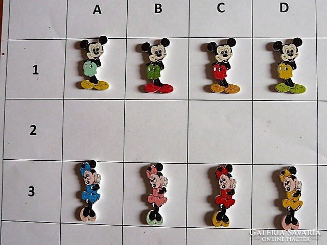 Mickey, minnie mouse buttons, wooden buttons from the collection for clothes, bags, scrapbooking