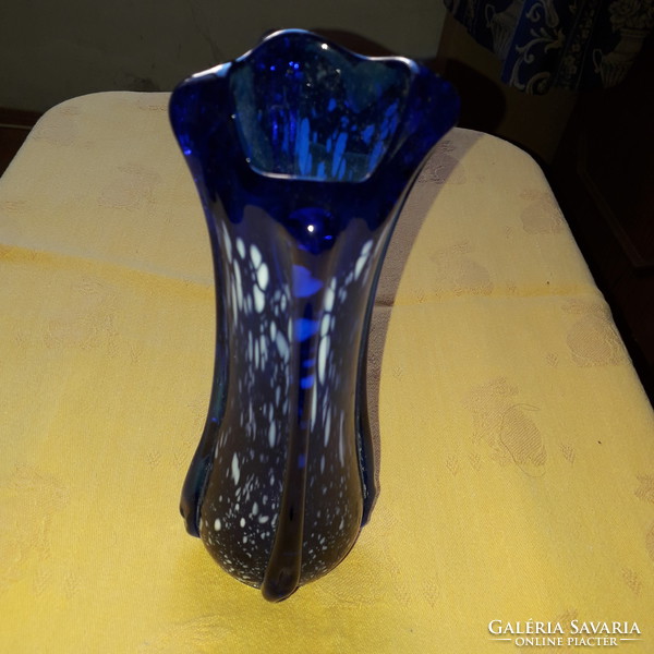 Kék üveg váza (23 cm)