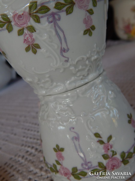 Antik szecessziós porcelán rózsás teás készlet 