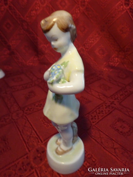 Zsolnay porcelain figure, girl picking flowers, height 13.5 cm. He has!