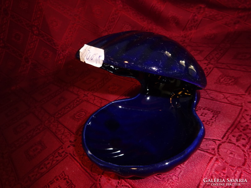 Német porcelán kobalt kék, kagyló formájú asztalközép, átmérője 11,5 cm. Vanneki!