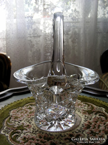 Special, polished, giftable, larger size, flawless, old crystal basket, beautiful piece