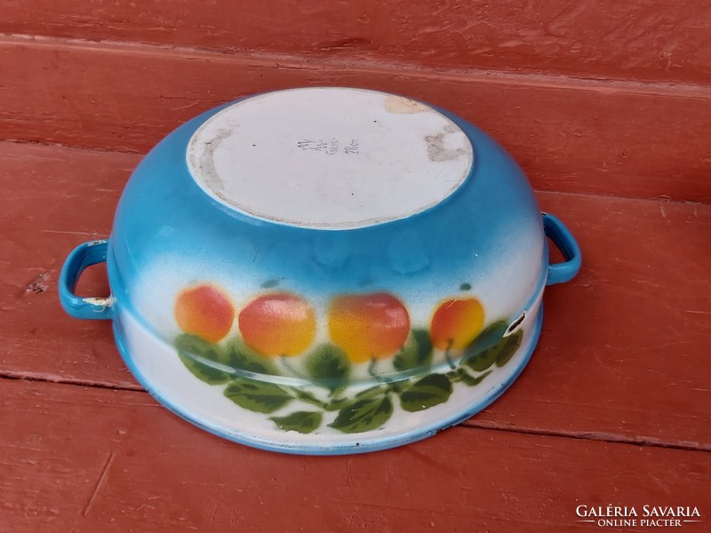 Csepel 28cm Enamel Enameled Fruit Bowl Nostalgia Piece Peasant Decoration Weiss Manfredo